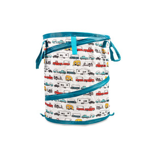Camco Collapsible Container 42989 Life Is Better At The Campsite; Pop-Up Utility Container; PVC; Holds 30 Gallon Kitchen Size Trash Bag; Camping Theme Design; With Liner/Padded Handles/Zipper Lid/Stake/Storage Bag Camco Collapsible Container 42989 Life Is Better At The Campsite; Pop-Up Utility Container; PVC; Holds 30 Gallon Kitchen Size Trash Bag; Camping Theme Design; With Liner/Padded Handles/Zipper Lid/Stake/Storage Bag