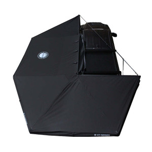 Overland Vehicle Systems Awning 18179919 XD Nomadic; Bag Awning; Passenger Side; 240 Inch Length; 129 Square Foot of Cover; Gray Body with Green Trim; Polyester; Black Weather Cover; With LED Lights/Black Out/Travel Cover Overland Vehicle Systems Awning 18179919 XD Nomadic; Bag Awning; Passenger Side; 240 Inch Length; 129 Square Foot of Cover; Gray Body with Green Trim; Polyester; Black Weather Cover; With LED Lights/Black Out/Travel Cover
