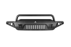 Attica 4X4 Bumper ATTF103A101-BX Terra Series; Modular Design; Direct Fit; With Bull Bar; With Internal Winch Mount; With D-Ring Mounts; Powder Coated Textured Black E-Coated Steel; With Two 3 inch Pod Light Mounts