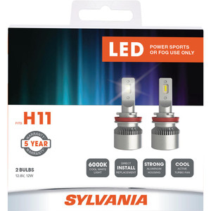 Sylvania Silverstar Driving/Fog Light Bulb H11SL.BX2 Driving/Fog Light Bulb; Powersports; H11; LED; 12 Watt; Clear Beam Color; 6000k Light Color Temperature; 12.8 Volt; Set Of 2