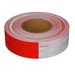 Tow Force Jammy Reflective Tape J-PGT-6Y Light Reflective; 2 Inch Width x 150 Foot Length; 6 Inch Red/6 Inch White; Micro Prismatic