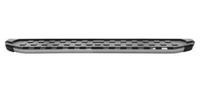 Fits 2014-2023 Jeep Cherokee Romik USA Running Board 51310418 REC Series; Polished; Silver Face/Black Step And Endcaps; Aluminum; Unlighted; 300 Pound Capacity