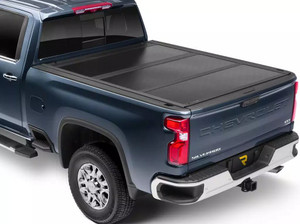 UnderCover Tonneau Cover FX31013 Flex; Hard Folding; Low Profile; 2 Folds/3 Panels; Textured; Gloss Black; Aluminum; Non Lockable; Not Compatible With Tool Box