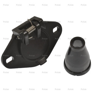 Pollak Trailer Wiring Connector 12-720P 6-Way Round Socket; With Rubber Boot; Retail Packaging