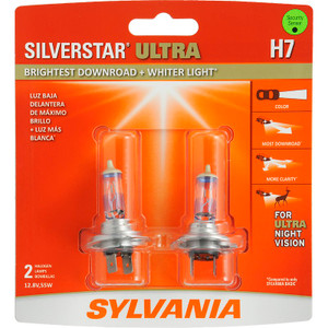 Sylvania Silverstar Headlight Bulb 35624 SilverStar ULTRA; H7; Halogen Bulb; 55 Watt; 12.8 Volt; White Beam Color; Set of 2; Blister Pack