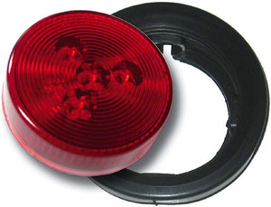 Tow Force Jammy Side Marker Light - LED J-25-RK 25 Series; Round; Sealed Light; Red Lens; Black Trim; LED; Red Bulb; 2-1/2 Inch Diameter; Grommet Mount; Uses J-10-WH Wire Harness; Single Tow Force Jammy Side Marker Light - LED J-25-RK 25 Series; Round; Sealed Light; Red Lens; Black Trim; LED; Red Bulb; 2-1/2 Inch Diameter; Grommet Mount; Uses J-10-WH Wire Harness; Single
