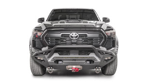 Fits 2024-2025 Toyota Tacoma Fab Fours Bumper TT24-X6352-1 Matrix Series; One Piece Design; Direct Fit; Mounting Hardware Included; With Pre-Runner Guard; With D-Ring Mounts; Black Powder Coated Steel