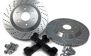 Baer Brake Systems Brake Rotor 2301049 ERADISpeed1; Drilled And Slotted; One Piece Design; 15 Inch Diameter; Zinc Plated; With Brackets And Hardware; Set Of 2 Baer Brake Systems Brake Rotor 2301049 ERADISpeed1; Drilled And Slotted; One Piece Design; 15 Inch Diameter; Zinc Plated; With Brackets And Hardware; Set Of 2