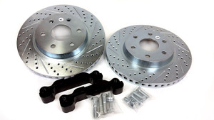 Baer Brake Systems Brake Rotor 2301044 ERADISpeed1; Drilled And Slotted; One Piece Design; 14 Inch Diameter; Zinc Plated; With Brackets And Hardware; Set Of 2 Baer Brake Systems Brake Rotor 2301044 ERADISpeed1; Drilled And Slotted; One Piece Design; 14 Inch Diameter; Zinc Plated; With Brackets And Hardware; Set Of 2