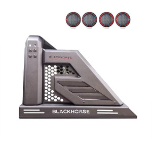 Fits 2005-2024 Nissan Frontier Black Horse Offroad Truck Bed Bar AR2-05B-PLFR Armour II; Rugged Style; With Removable Red Black Horse logo Side Plates; With Harness and Switch; Powder Coated; Black; Steel Fits 2005-2024 Nissan Frontier Black Horse Offroad Truck Bed Bar AR2-05B-PLFR Armour II; Rugged Style; With Removable Red Black Horse logo Side Plates; With Harness and Switch; Powder Coated; Black; Steel