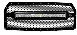 Rigid Lighting Grille 41550 Replacement; Mesh Pattern; Powder Coated; Black; Stainless Steel; With RI Logo; With 30 Inch RDS Light Bar