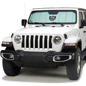 Fits 2011-2018 Jeep Wrangler JK Covercraft Windshield Shade UJL11186FJ12SV UVS100; Removable Accordion Fold; Fabric/Foam Core; Fits Full Windshield; Silver With Jeep Grill Logo Fits 2011-2018 Jeep Wrangler JK Covercraft Windshield Shade UJL11186FJ12SV UVS100; Removable Accordion Fold; Fabric/Foam Core; Fits Full Windshield; Silver With Jeep Grill Logo