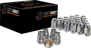 West Coast Wheel Accessories Wheel Installation Kit W56015B 6 Lug Kit; 12 Millimeter x 1.5 Thread Size; 60 Degree Conical Bulge; Acorn; 1.38 Inch/35.05 Millimeter Overall Length; With 20 Lug Nuts/4 Wheel Locks/Wheel Lock Socket Key West Coast Wheel Accessories Wheel Installation Kit W56015B 6 Lug Kit; 12 Millimeter x 1.5 Thread Size; 60 Degree Conical Bulge; Acorn; 1.38 Inch/35.05 Millimeter Overall Length; With 20 Lug Nuts/4 Wheel Locks/Wheel Lock Socket Key