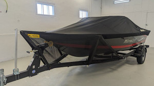 RockGard Trailer Boat Bow Guard 74-210 V-Front Style; Mesh Fabric Design; Maxx; Black; With Center Post Bracket Hardware/Side Post Bracket Hardware/U-Bolt Hardware