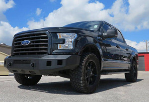 Fits 2015-2017 Ford F-150 Steelcraft Bumper 71-11410 Fortis; One Piece Design; Direct Fit; Mounting Hardware Included; Without Grille Guard; Without Winch Mount; With D-Ring Mount; Matte Black; Powder Coated; Steel