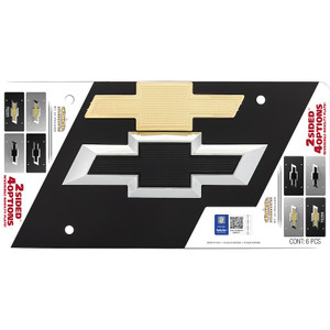 Cruiser License Plate 70205 Chevy Bowtie; Matte Black And Brushed Metal; ABS Plastic Cruiser License Plate 70205 Chevy Bowtie; Matte Black And Brushed Metal; ABS Plastic