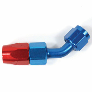 SpeedFX Hose End Fitting 511645 Full Swivel; -16AN Hose; 45 Degree; Anodized; Red/Blue; Aluminum; Single