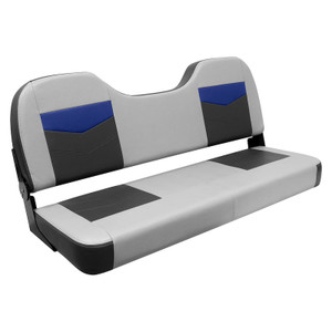 WISE Seating Boat Seat 3348-1880 Pro Angler Series; Passenger Seat; Bench Seat; Non-Adjustable; Foldable; Charcoal/Marble And Blueberry; Foam Padding/Vinyl Cover; Without Headrest; With 2 Piano Hinges