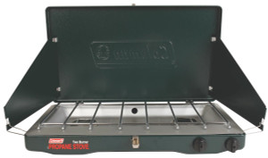 Coleman Stove 2000037883 Classic; Camping; Green; Match Flame Ignition; 20000 BTU; 2 Adjustable Burner; Fuel Type - Propane; Fits 12 Inch/10 Inch Pan; With Stove Wind Block Coleman Stove 2000037883 Classic; Camping; Green; Match Flame Ignition; 20000 BTU; 2 Adjustable Burner; Fuel Type - Propane; Fits 12 Inch/10 Inch Pan; With Stove Wind Block