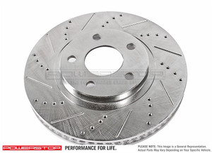 Power Stop Brake Rotor AR8373XL Evolution TRU-CAST; Drilled And Slotted; Sliver Zinc Plated Cast Iron; Single