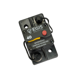 Egis Circuit Breaker 4703-040 40 AMP; Switchable/Manual Reset; Single; 48 Volt DC; Surface Mount; -25 To 180 Degree Fahrenheit Operating Temperature; 1/4 Inch-28 Stud Terminal; Self-Locking Stainless Hardware; IP67/IP6K9K Protection Rating Egis Circuit Breaker 4703-040 40 AMP; Switchable/Manual Reset; Single; 48 Volt DC; Surface Mount; -25 To 180 Degree Fahrenheit Operating Temperature; 1/4 Inch-28 Stud Terminal; Self-Locking Stainless Hardware; IP67/IP6K9K Protection Rating