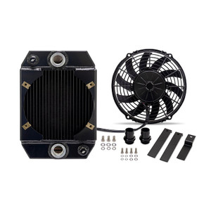 Mishimoto Radiator MMRAD-UNI-DRGBK Dual Core Rows; Powder Coated; Black; Aluminum; -16 ORB Inlet/Outlet