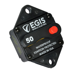 Egis Circuit Breaker 4706-050 50 AMP; Switchable/Manual Reset; Single; 48 Volt DC; Panel Mount; -25 To 180 Degree Fahrenheit Operating Temperature; 1/4 Inch-28 Stud Terminal; Self-Locking Stainless Hardware; IP67/IP6K9K Protection Rating Egis Circuit Breaker 4706-050 50 AMP; Switchable/Manual Reset; Single; 48 Volt DC; Panel Mount; -25 To 180 Degree Fahrenheit Operating Temperature; 1/4 Inch-28 Stud Terminal; Self-Locking Stainless Hardware; IP67/IP6K9K Protection Rating