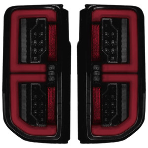 Fits 2021-2024 Ford Bronco Recon Accessories Tail Light Assembly 264279BK OLED; Smoke Lens; Black Housing; Red Parking/Brake/Turn Signal Light/Running Lights And White Reverse Light; Red Bulb; Set Of 2