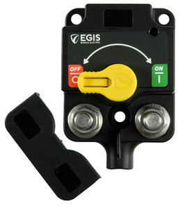 Egis Battery Disconnect Switch 8710-1900 8 To 36 Volt DC; Rotary Switch; 500 Amp; With Protective Cover; IP67/IP6K9K Protection Rating; M10 Terminal Stud Size Egis Battery Disconnect Switch 8710-1900 8 To 36 Volt DC; Rotary Switch; 500 Amp; With Protective Cover; IP67/IP6K9K Protection Rating; M10 Terminal Stud Size