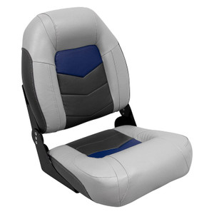 WISE Seating Boat Seat 3304-1880 Pro Angler Tour; Fishing Seat; High Back Seat; Non-Adjustable; Non-Foldable; Charcoal/Marble And Blueberry; Foam Padding/Vinyl Cover/Plastic Frame; Without Headrest; With Mounting Screws
