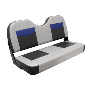 WISE Seating Boat Seat 3342-1880 Pro Angler Series; Passenger Seat; Bench Seat; Non-Adjustable; Foldable; Charcoal/Marble And Blueberry; Foam Padding/Vinyl Cover; Without Headrest; With 2 Piano Hinges