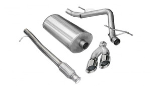 Corsa Performance Exhaust System Kit 14925 Sport Cat Back System; Stainless Steel; With Muffler; 3 Inch Pipe Diameter; Single Exhaust With Dual Exit; Passenger Side Exit Behind Rear Tire; 4 Inch Round Slant Cut Stainless Steel Tip