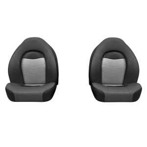 WISE Seating Boat Seat 3303-860 Pro Angler Tour; Passenger Seat; Bucket Seat; Non-Adjustable; Non-Foldable; Charcoal/Marble And Black; Foam Padding/Vinyl Cover; Without Headrest; With 8WD11 Piano Hinge