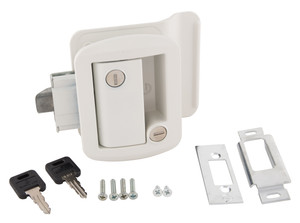 Ultimate Security RV Entry Door Latch | White Metal Lock | Includes Keys Ultimate Security RV Entry Door Latch | White Metal Lock | Includes Keys