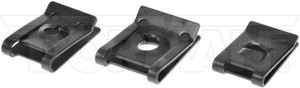 Dorman Clip Nut 961-305D OE Solutions; U Type; Number 8/Number 10 And Number 14 Right Hand Thread; 0.86 Inch/0.79 And 0.85 Inch Length; Black; Steel; Pack Of 12