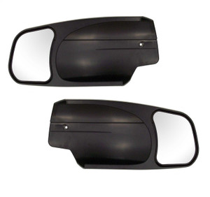 Custom Fit Slide On Towing Mirror | 4-1/4 x 5-3/4 Inch, Non-Extendable | Manual Adjust, Easy Install | Black, Set of 2