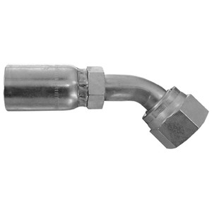 Dayco 45 Degree Bent Tube Female Swivel | Hydraulic Crimp Fitting | 3/4" Hose, 1-14 Thread Dayco 45 Degree Bent Tube Female Swivel | Hydraulic Crimp Fitting | 3/4" Hose, 1-14 Thread