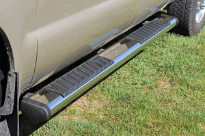 Upgrade Your Truck with Dee Zee 6 Inch Oval Straight Nerf Bar | Polished Stainless Steel, Step Pads, No Drilling Needed