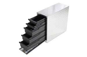 Dee Zee Diamond Tread Wheel Well Tool Box | Specialty, 5 Drawers, Mounts On Either Side, Heavy Gauge Aluminum Dee Zee Diamond Tread Wheel Well Tool Box | Specialty, 5 Drawers, Mounts On Either Side, Heavy Gauge Aluminum