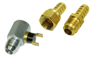 Derale Coolant Fan Temp Switch | 180°F Turn-On, 165°F Turn-Off | Brass 1/2 Inch Barb