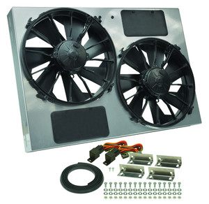 Derale 12" Dual Electric Cooling Fan | 4000 CFM Puller Fan with Powder Coated Shroud Derale 12" Dual Electric Cooling Fan | 4000 CFM Puller Fan with Powder Coated Shroud