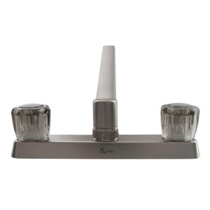 Elevate Your Kitchen with Dura Faucet | Elegant 8 Inch Deck Mount Faucet with Acrylic Knob Handles - Satin Nickel Finish