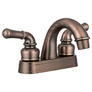Dura Faucet Lavatory Faucet | Classic Arc Spout, Teapot Handles, Oil Rubbed Bronze, Premium Synthetic Waterways