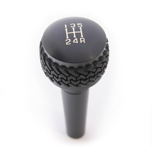 DV8 Offroad Billet Aluminum Tire-Tread Shifter Knob | Round Design, Black Color, Manual Transmission