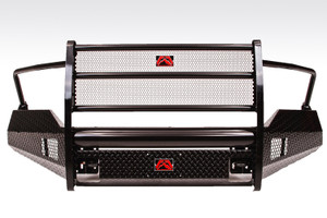 Fab Fours Bumper DR13-K2960-1 Black Steel; One Piece Design; Direct Fit; Mounting Hardware Included; With Grille Guard; Without Winch Mount; With Tow Hooks; Powder Coated Gloss Black Steel