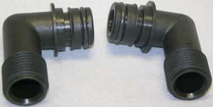 Flojet Fresh Water Fitting 20381008 Adapter; Quick Connect Quad With EPDM O-Ring x 1/2 Inch; 90 Degree Elbow; Plastic; Single