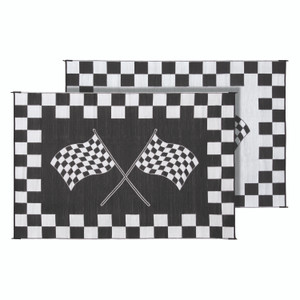 Faulkner 9x6ft Reversible Black & White Patio Mat | Lightweight Polypropylene | Mold & Mildew Resistant