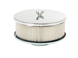 Mr. Gasket Air Cleaner Assembly 1490 Easy-Flow; Fits 2/3/4 Barrel Carburetors; 2-5/16 Inch Flange or 2-5/8 Inch Flange; 6-1/2 Inch Diameter X 2-7/16 Inch Height; Round; Chrome Plated; Steel; With Paper Filter Mr. Gasket Air Cleaner Assembly 1490 Easy-Flow; Fits 2/3/4 Barrel Carburetors; 2-5/16 Inch Flange or 2-5/8 Inch Flange; 6-1/2 Inch Diameter X 2-7/16 Inch Height; Round; Chrome Plated; Steel; With Paper Filter