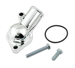 Mr. Gasket Aluminum Thermostat Housing | 45° Neck, O-Ring Seal, Chrome Plated Mr. Gasket Aluminum Thermostat Housing | 45° Neck, O-Ring Seal, Chrome Plated