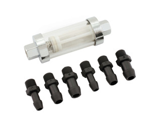 High Flow Chrome Fuel Filter | 10 Micron Nylon Element | Quick View Fuel Flow | Easy Install High Flow Chrome Fuel Filter | 10 Micron Nylon Element | Quick View Fuel Flow | Easy Install